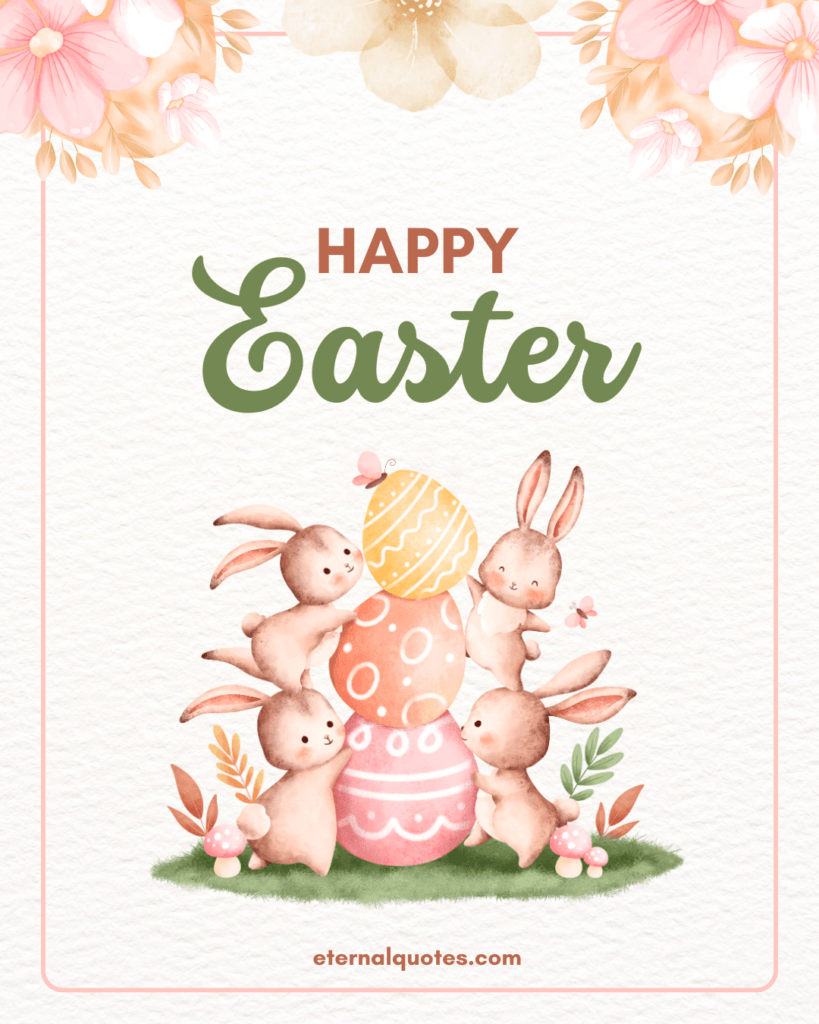 Beige Watercolor Cute Bunnies Happy Easter Instagram Post