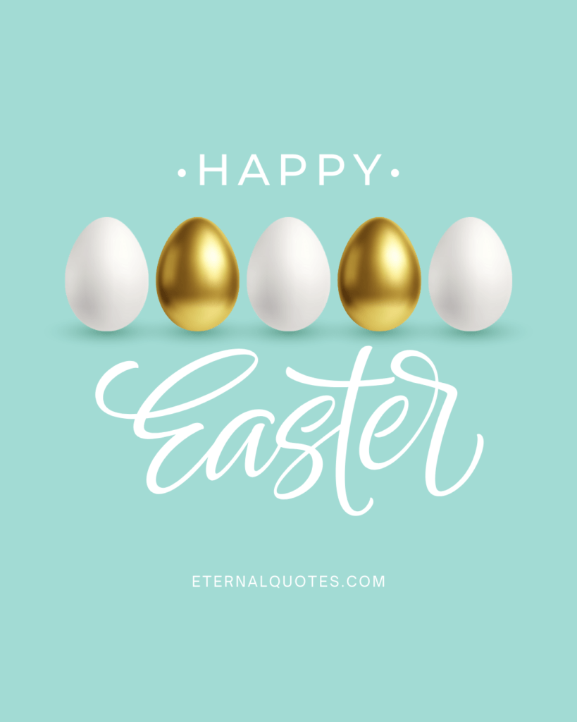 Blue Turquoise Gold White Festive Modern 3D Easter Greeting Holiday Instagram Post