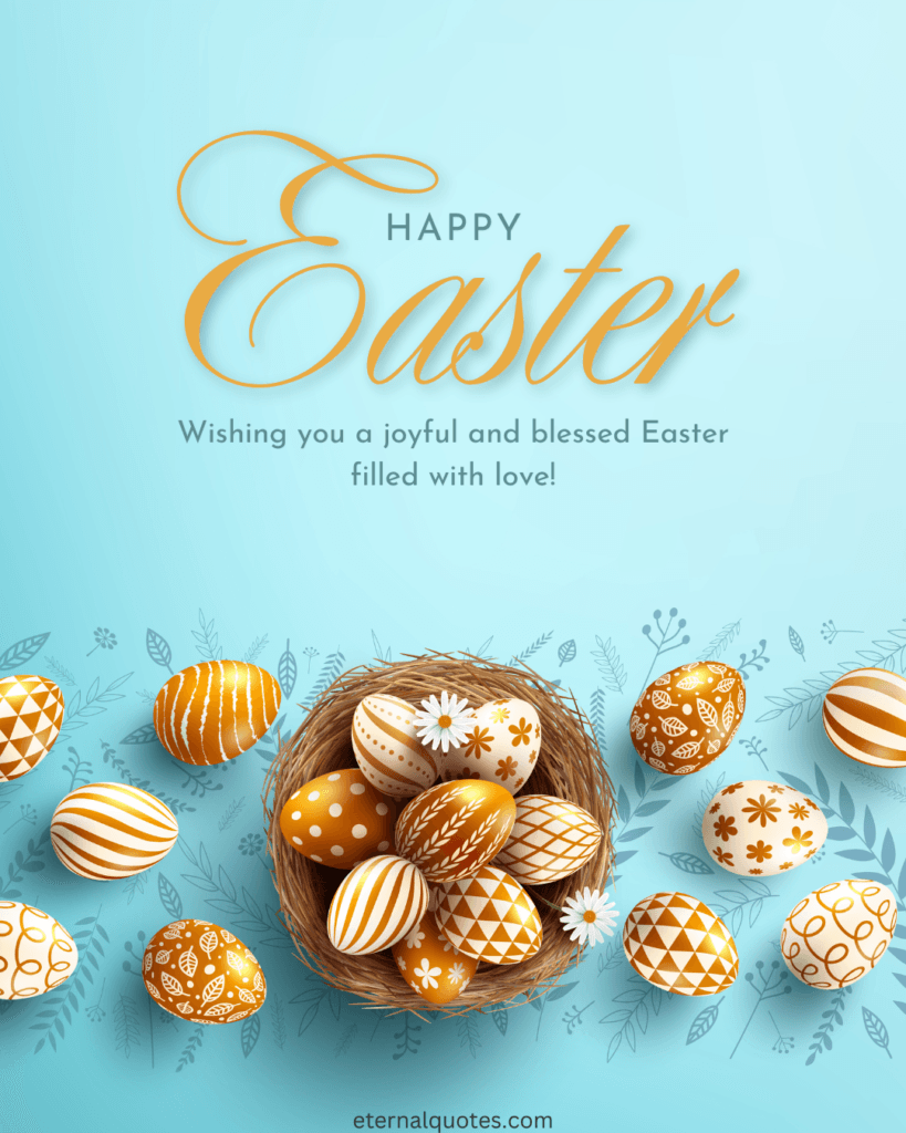 Sky Blue and Gold Happy Easter Greeting Instagram Post